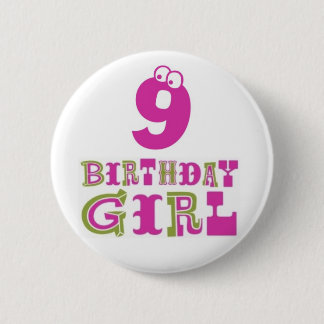 Macaron Rond 5 Cm 9ème Insigne de bouton de fille d'anniversaire