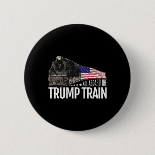 Macaron Rond 5 Cm À bord du Trump Train 2020 - Réélection du drapeau