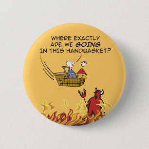 Macaron Rond 5 Cm À l'enfer dans un bouton de Handbasket