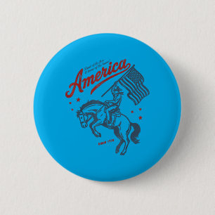 Macaron Rond 5 Cm Aamerica Terre du pays des braves Rodéo