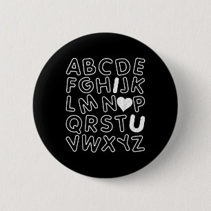 Macaron Rond 5 Cm Abc I Love You Alphabet Enseignants Jour Valentine