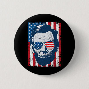Macaron Rond 5 Cm Abe Lincoln Barbe Lunettes De Soleil Et Drapeau Am