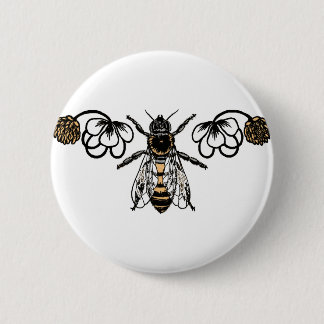 Macaron Rond 5 Cm abeille avec le trèfle