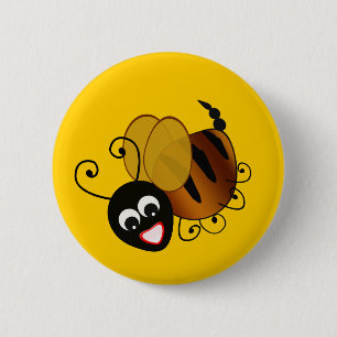 Macaron Rond 5 Cm Abeille dans le noir