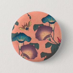 Macaron Rond 5 Cm Abeille et Fleur Art japonais asiatique