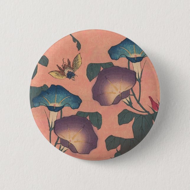 Macaron Rond 5 Cm Abeille et Fleur Art japonais asiatique (Devant)