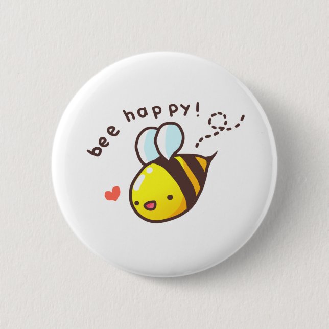 Macaron Rond 5 Cm Abeille heureuse ! (Devant)