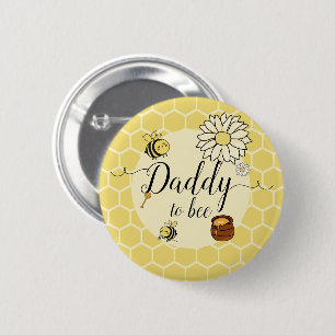 Macaron Rond 5 Cm Abeille mignonne avec miel doux Bouton papa-à-abei