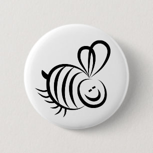 Macaron Rond 5 Cm Abeille noire