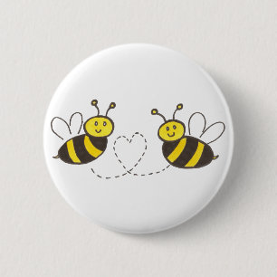 Macaron Rond 5 Cm Abeilles de miel avec le coeur
