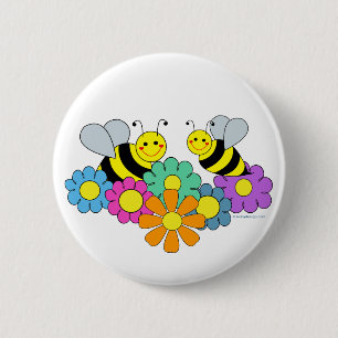 Macaron Rond 5 Cm Abeilles et fleurs
