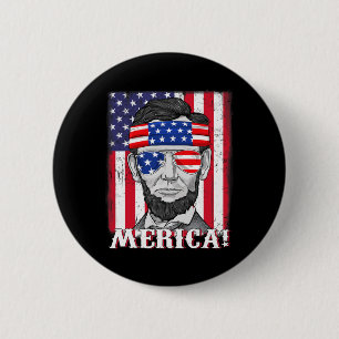 Macaron Rond 5 Cm Abraham Lincoln 4 juillet Merica Drapeau américain