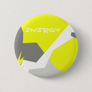 Macaron Rond 5 Cm Abstract Art Energy Yellow Grey
