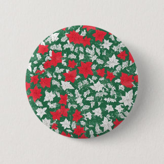 Macaron Rond 5 Cm Abstract design of poinsettia and Christmas roses