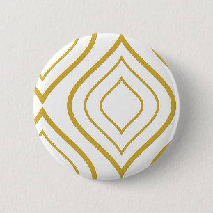 Macaron Rond 5 Cm Abstract geometrical, white and gold