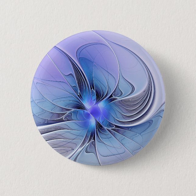 Macaron Rond 5 Cm Abstract Modern Fractal Art Lavender Blue (Devant)