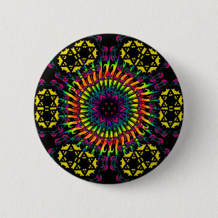 Macaron Rond 5 Cm Abstract / Psychedelic Spiral Vortex