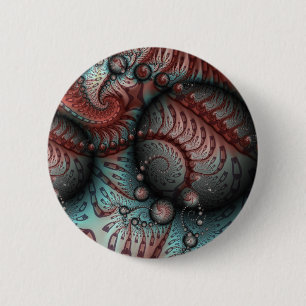 Macaron Rond 5 Cm Abstrait Fantaisie Vive Art Fractal Brun Bleu