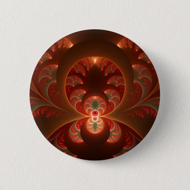 Macaron Rond 5 Cm Abstrait lumineux rouge orange moderne Fractal (Devant)