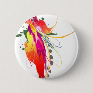 Macaron Rond 5 Cm Abstrait Oiseau de Paradise Paint Splatters
