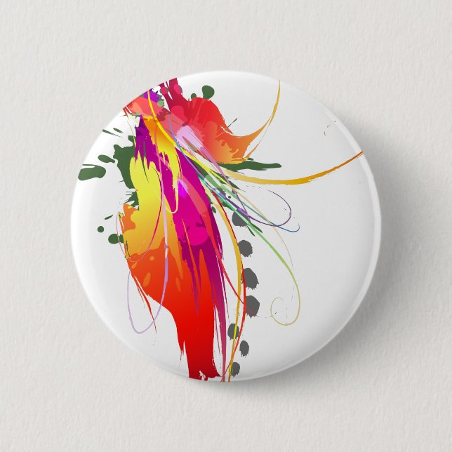 Macaron Rond 5 Cm Abstrait Oiseau de Paradise Paint Splatters (Devant)