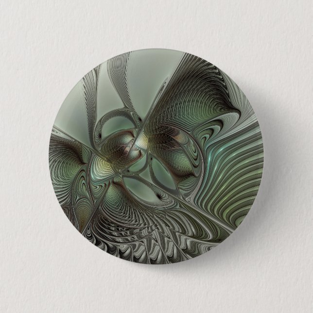 Macaron Rond 5 Cm Abstrait Olive Sage Green Grey Fractal Art Imagina (Devant)