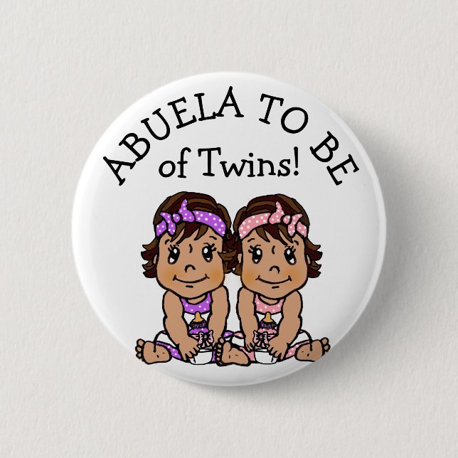 Macaron Rond 5 Cm Abuela sera de Twins, Baby shower hispanique (Devant)