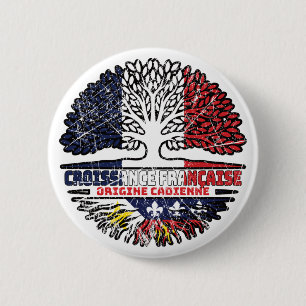 Macaron Rond 5 Cm Acadien Cajun France Arbre Drapeau