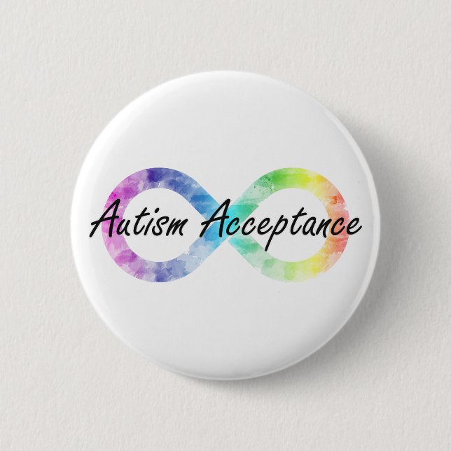 Macaron Rond 5 Cm Acceptation de l'autisme (Devant)