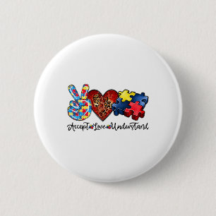 Macaron Rond 5 Cm Accepter l'amour comprendre la Sensibilisation sur
