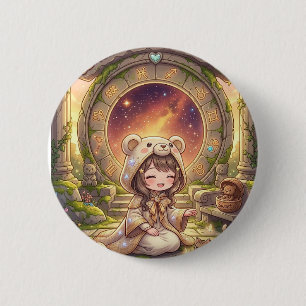 Macaron Rond 5 Cm Accessoire de fille Chibi Galaxie du Zodiaque Rêve