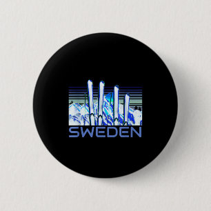 Macaron Rond 5 Cm Accessoires de ski suédois rétro de la Suède 