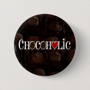 Macaron Rond 5 Cm Accro du chocolat, brun foncé et conception drôl
