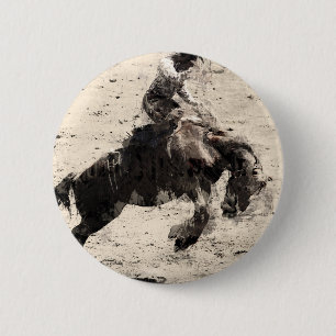Macaron Rond 5 Cm Accrocher - Bronco Busting Champ