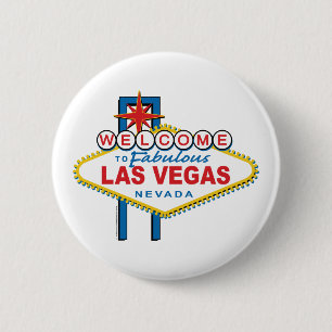 Macaron Rond 5 Cm Accueil au signe de Las Vegas