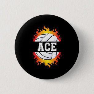 Macaron Rond 5 Cm Ace Name Volley Player Boys Ball and Net Sport