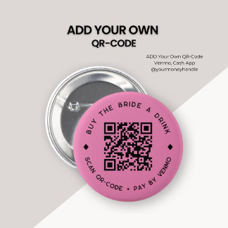 Macaron Rond 5 Cm Acheter Birthday Girl a Drink QR Code Hot rose bou
