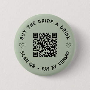 Macaron Rond 5 Cm Acheter The BRIDE a Drink QR Code Sage Green Bouto