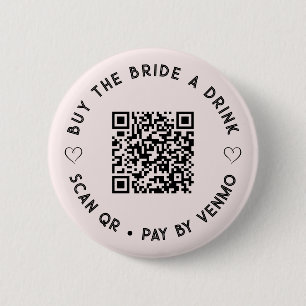 Macaron Rond 5 Cm Acheter un verre à la mariée Code QR Bouton Rose