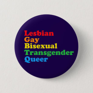 Macaron Rond 5 Cm Acronyme LGBTQ Gay pride arc-en-ciel violet