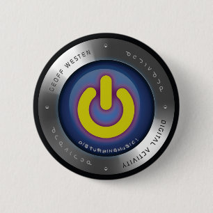 Macaron Rond 5 Cm Actionnez - le bouton bleu de globe