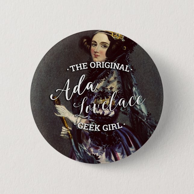 Macaron Rond 5 Cm Ada Lovelace - la fille originale de geek (Devant)