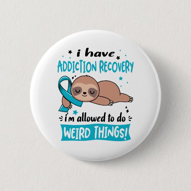 Macaron Rond 5 Cm Addiction Recovery Awareness Month Ribbon (Devant)