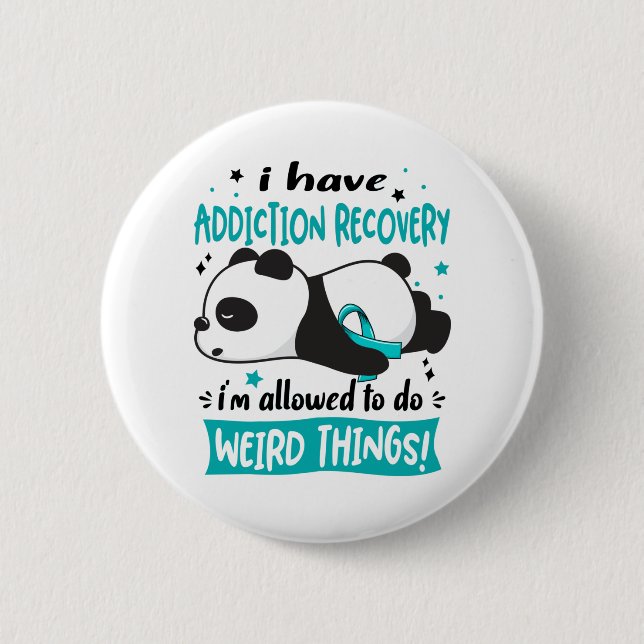 Macaron Rond 5 Cm Addiction Recovery Awareness Month Ribbon (Devant)