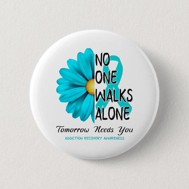 Macaron Rond 5 Cm Addiction Recovery Awareness Month Ribbon (Devant)