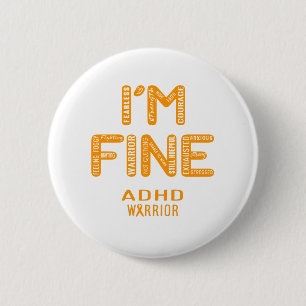Macaron Rond 5 Cm ADHD Warrior - JE VAIS BIEN