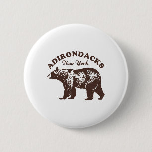 Macaron Rond 5 Cm Adirondacks Ny Ours Retro Vintage Style Randonnée
