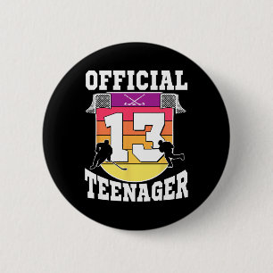 Macaron Rond 5 Cm Adolescent officiel 13e anniversaire Hockey sur gl