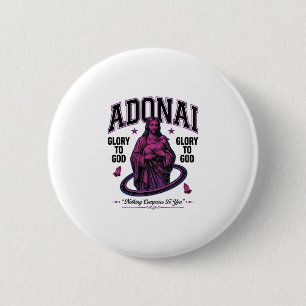 Macaron Rond 5 Cm Adonai Gloire à Dieu Vintage Vector Design Chrétie