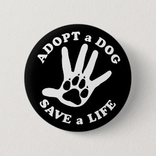 Macaron Rond 5 Cm Adopter un chien sauver une vie - Conception pour